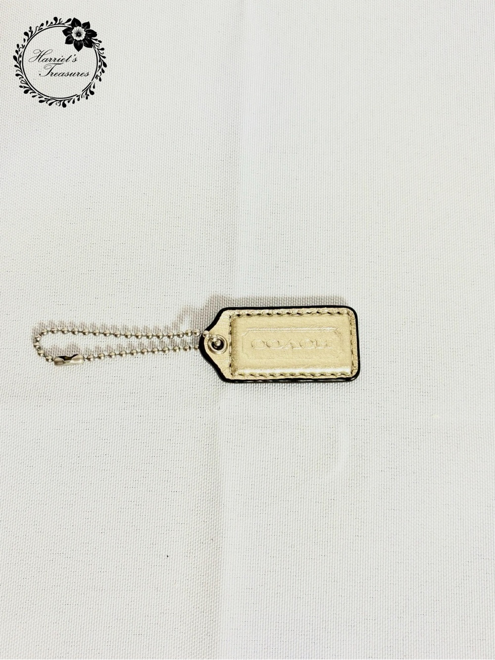 Coach Metallic Gold Leather Tag Key Fob